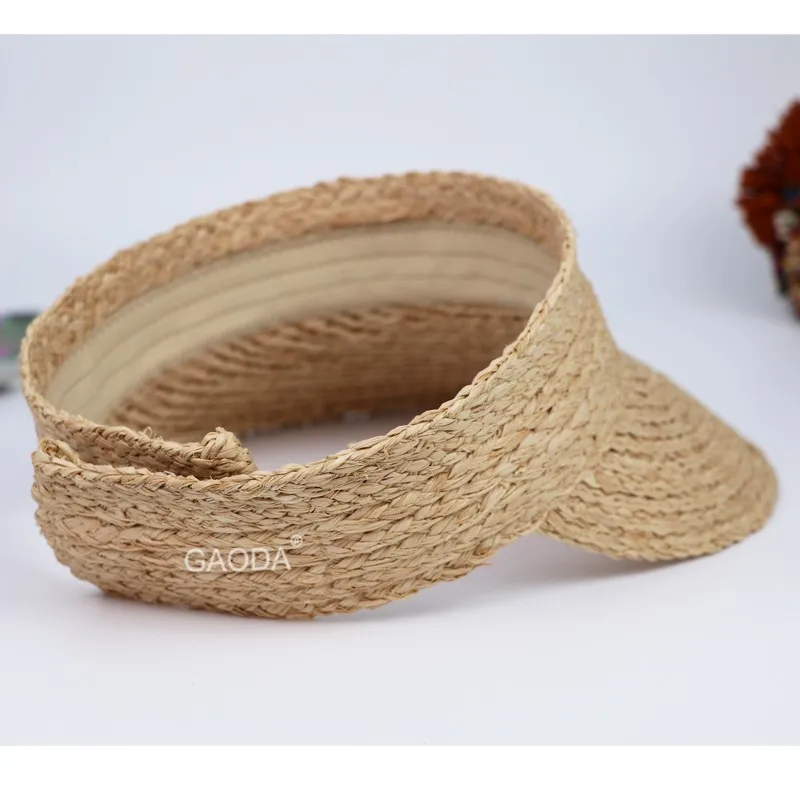 
Wholesale stylish lady hats raffia straw sun visor cap 