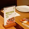Wooden pedestal shelf sign acrylic tent name card stand up table top holder display for commercial