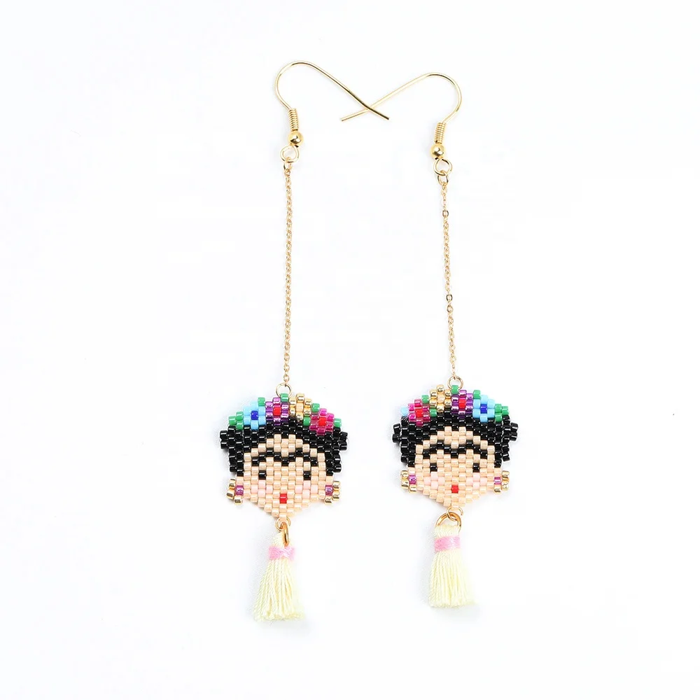 

MI-E180021A Moyamiya Acrylic Wholesale 2019 Miyuki Delica Beads Jewelry Colorful Assorted Frida Style Women Figure Earring