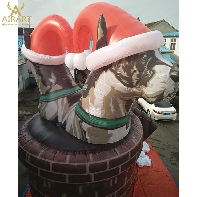 Giant Inflatable Christmas Husky Dog With A Red Hat For Festival Buy