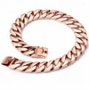 316l stainless steel dog choke cuban chain fancy rose gold dog collar