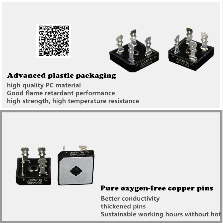 Gbpc3508 [asemi] Gbpc-4 Through Hole Square Bridge Rectifier,35a800v ...