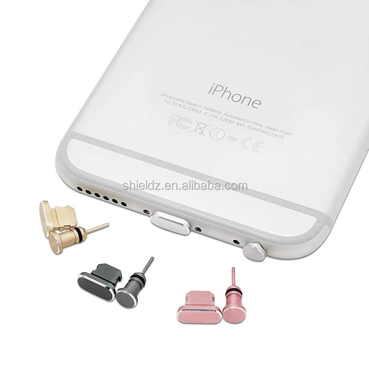 Premium Metal Alloy 3.5mm Earphone Plug Anti Dust Plugs for iPhone, Black Charging Port Plug For iPhone 7/8/X Compatible Case