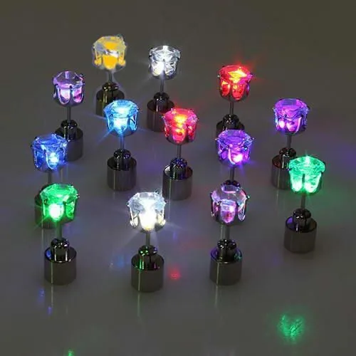 316l stainless steel the charm of the LEDs light up to crown a glowing crystal stud ears earrings jewelry free Christmas gifts
