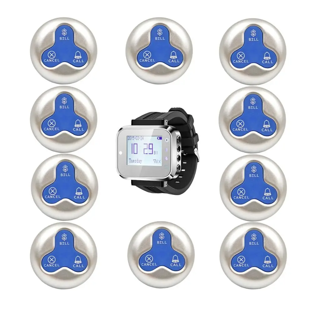 

433.92mhz wireless wrist watch calling waiter call system watch pager for restaurant