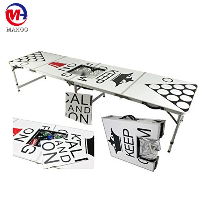 
beer pong table with ice bag, folding ice cooler table 