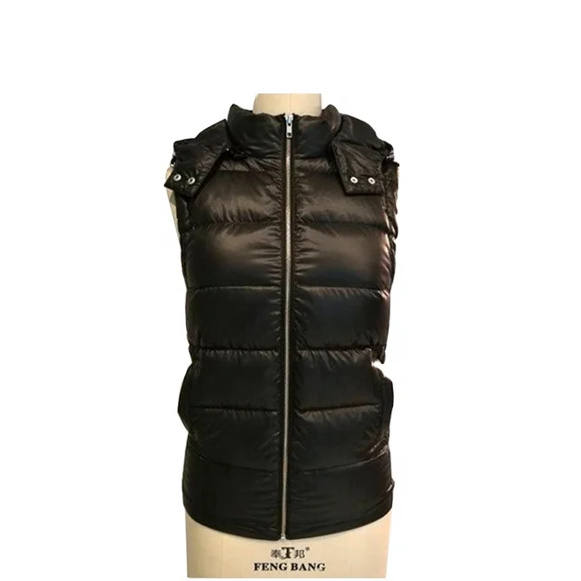 

High Quality Black Hoody Quilted Down Slimming Women Cooling Vest Women Vest, Customized color