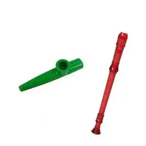 My First Recorder / Kazoo Pack -BPA FREE Red Translucent Recorder w/Green Kazoo
