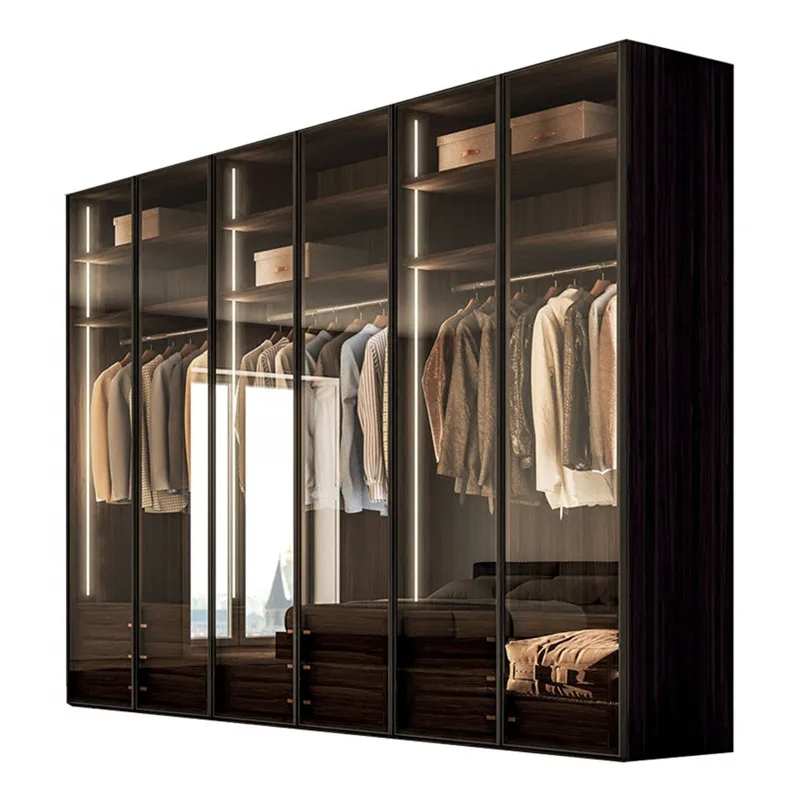 Modern Design Glass Door Led Lights Walk In Wardrobe - Buy Walk In ...