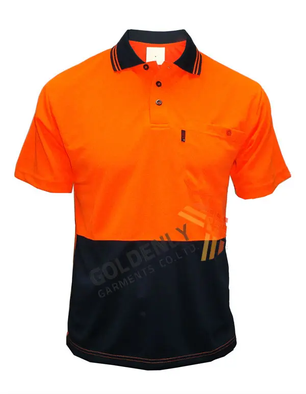 Safety Polo T Shirt Classic Orange And Black Color Design For Men/short
