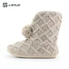 wholesale ankle knit women vegan boots shoes with lamy nubuck with pom pom