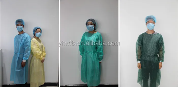 Vestido não tecido médico do visitante do isolamento do hospital dos PP SMS do único uso descartável de YIHE