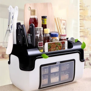 kitchen storage organization shelf rack bins plastic storage box Multi-function organizer