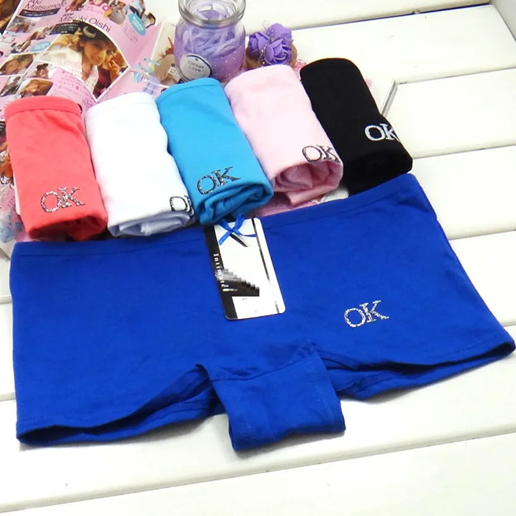 

OK printed cotton ladies stylish sexy boxers panties, 6 colors as photo