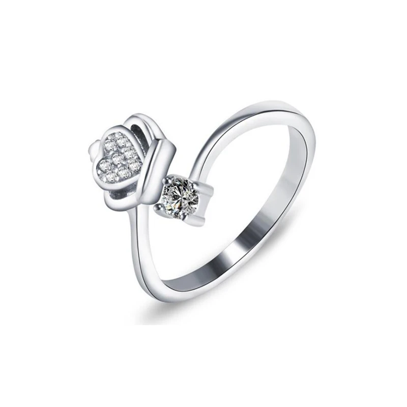 

Rose gold plating crown diamond 925 sterling silver adjustable ring, N/a