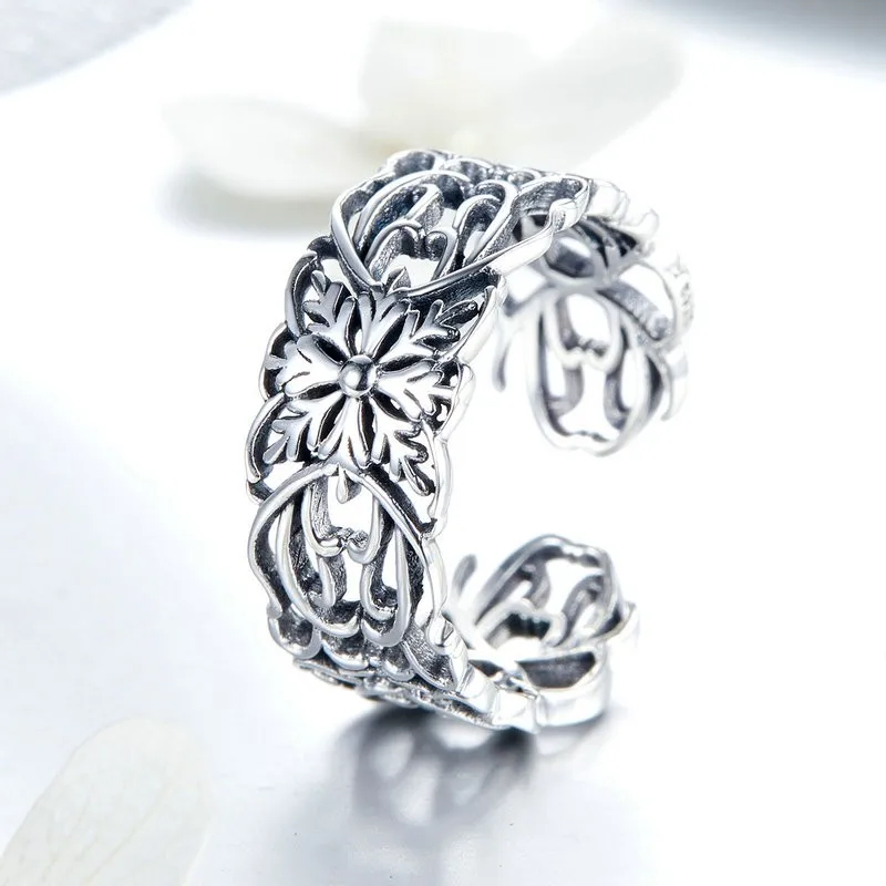 

Stackable Flower Open Size 925 Sterling Silver Finger Rings