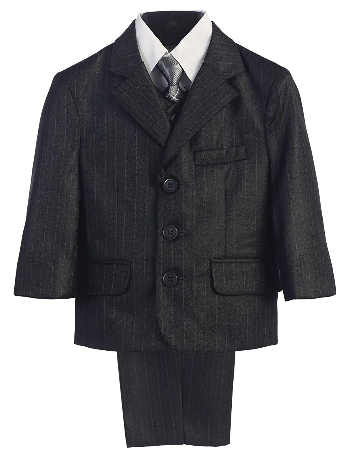 Swea Pea & Lilli Lito Baby Boys Dark Grey Pin-Striped Jacket Vest Shirt Pant Tie Suit 12-18M