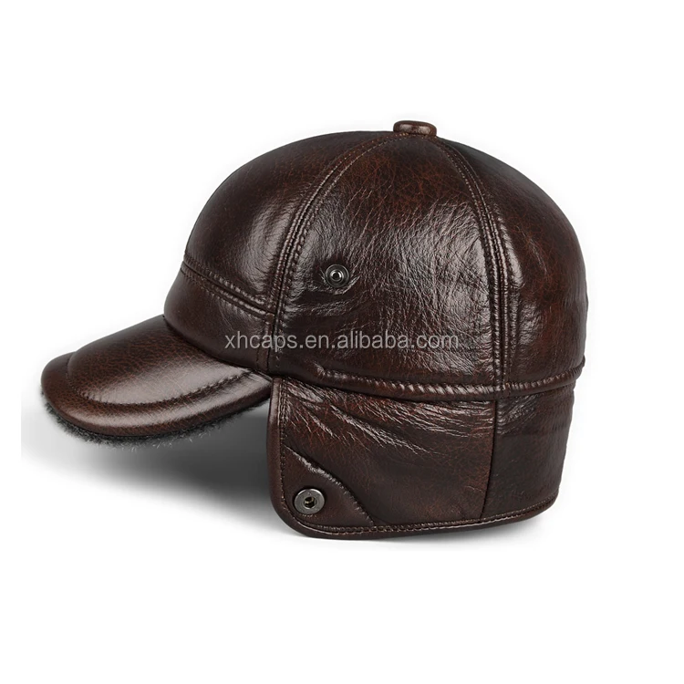 leather winter cap