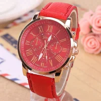

Women Men Casual Geneva Watches Roman Numeral Watch For Couple PU Leather Quartz Wristwatches Relogio Clock