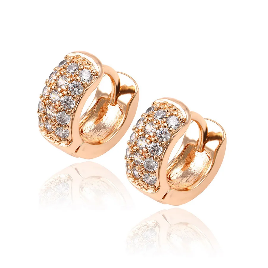 

91695-Fashion earring designs new model, rose gold hoop earring jewelry with stone, N/a