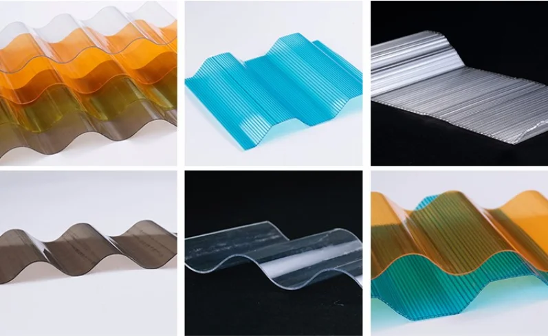 DIY 1mm 1.2mm 1.7mm plastic Windproof hail proof corrugated polycarbonate tile polycarbon roof sheet