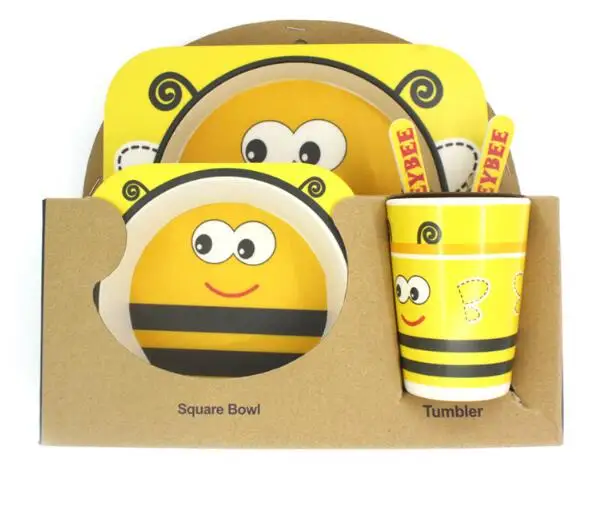 

Hot Selling Cute Kid Dinner Set, Children Bamboo Dinnerware Set