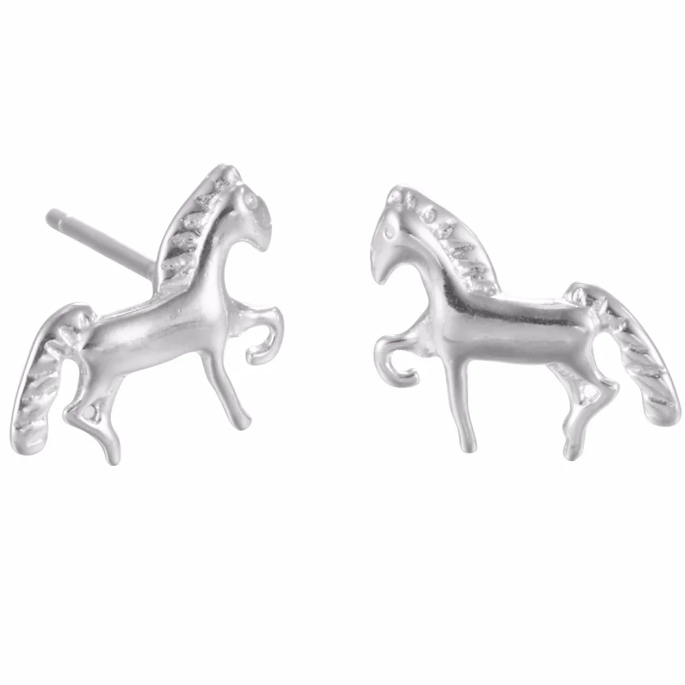 

925 Sterling Silver Jewelry Silver Horse Earrings For Women Jewelry Gift Pendientes Brincos Bijoux Cute Animal Stud Earrings