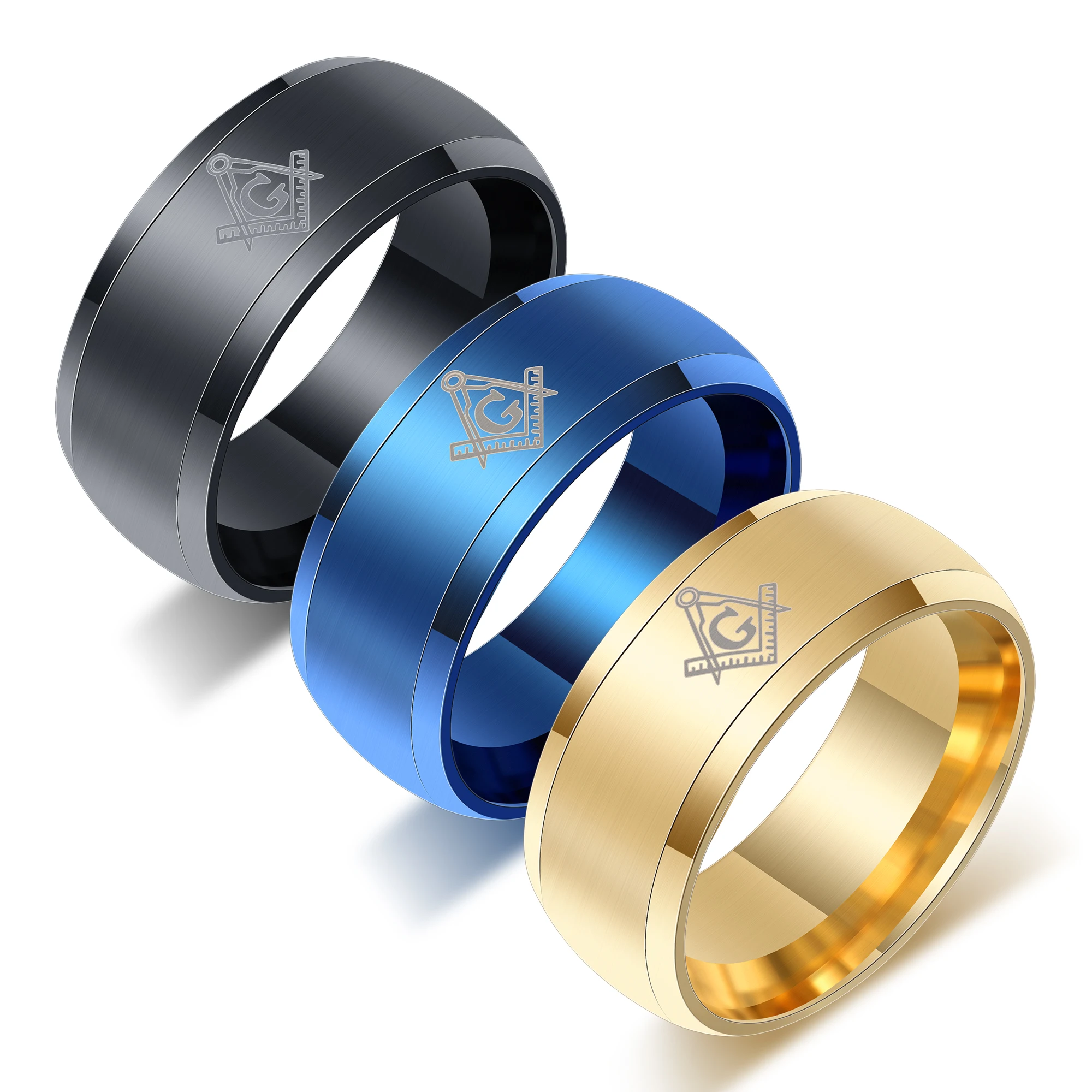 

Zhongzhe Jewelry Stainless Steel Masonic Mens Engagement Wedding Gold Rings, OEM/ODM Accept, Black/gold/silver
