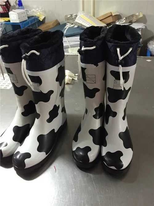 cow print rain boots