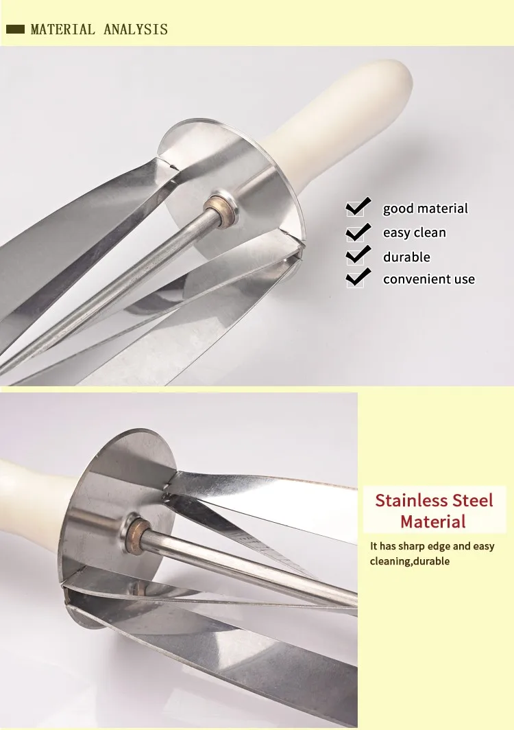 Three Sizes Triangle Stainless Steel Blade Plastic Rolling Dough Cutter