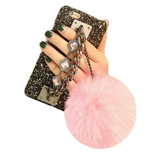 Faux Fur & Diamond Phone Case iPhone 6 7 8