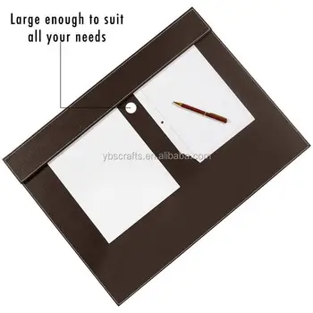 Pu Leather Writing Pad Desk Mat With A3 A4 File Paper Clip