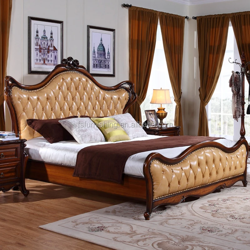W6801 European Style Solid Wood Italian Leather Luxury Baroque Antique Master King Size Bedroom Set Home Furniture Suite Buy European Luxury Wooden