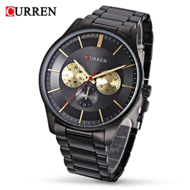 

CURREN 8282 Men Japan Quartz Wristwatch Fashion Casual Clock Stainless Steel Band Business Wrist Watch, As picture