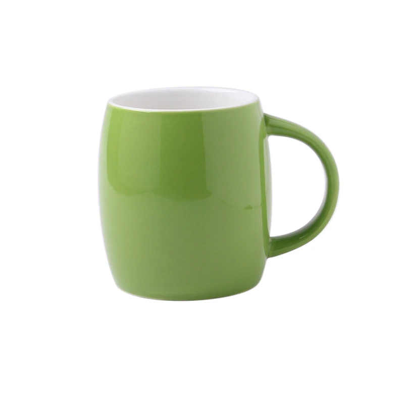 

factory cheap price green color Beer Barrel Coffee Vessel Ceramic Drinking Mug Cup with Handle, As color page