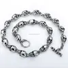 New Design Customized 13mm Heavy Gothic Skulls Link Boys Mens Chain Biker Silver Tone 316l Stainless Steel Necklace