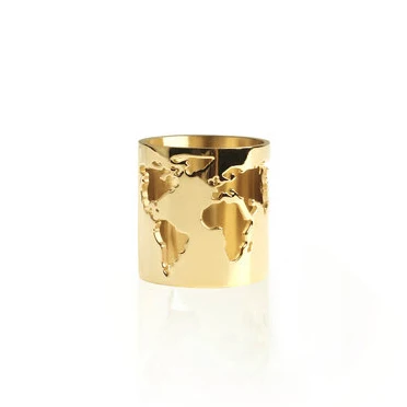 18k gold plated jewelry delicate refined world earth map long ring