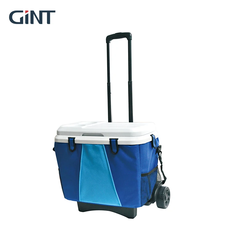 

18L plastic Insulated cooler box Durable Cooler Bag Wholesale Cooler tote with customized fabric with trolley wheel, Customized color