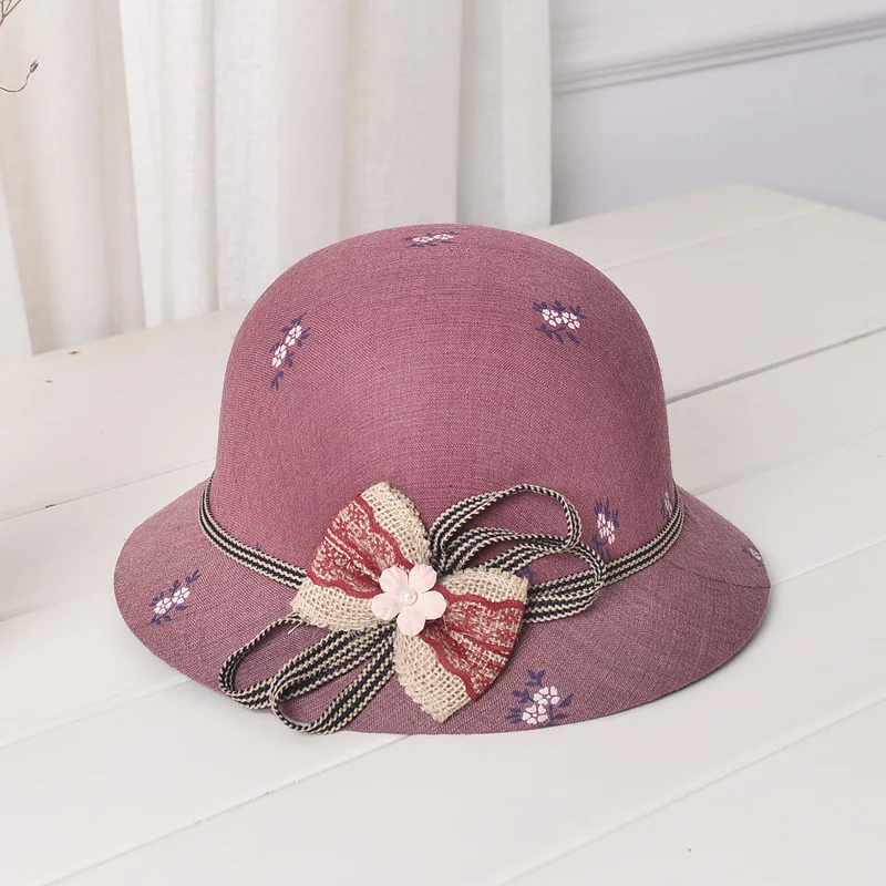 New Vintage Women Cheap Bucket Hat British Roundlet Cap Cotton Felt Hat