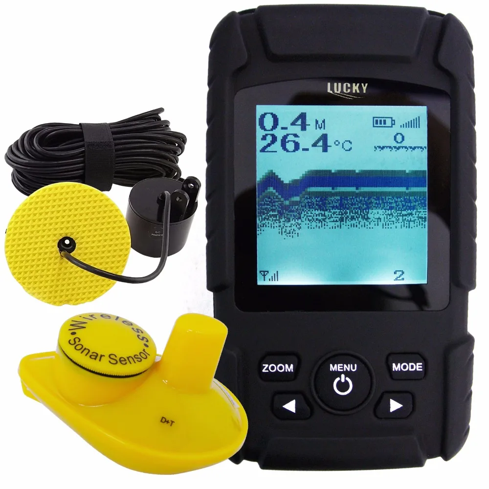 

Fish Finder Waterproof 2-in-1 Wireless Wired Fishfinder 40m Sonar Transducer 100m Depth 180m