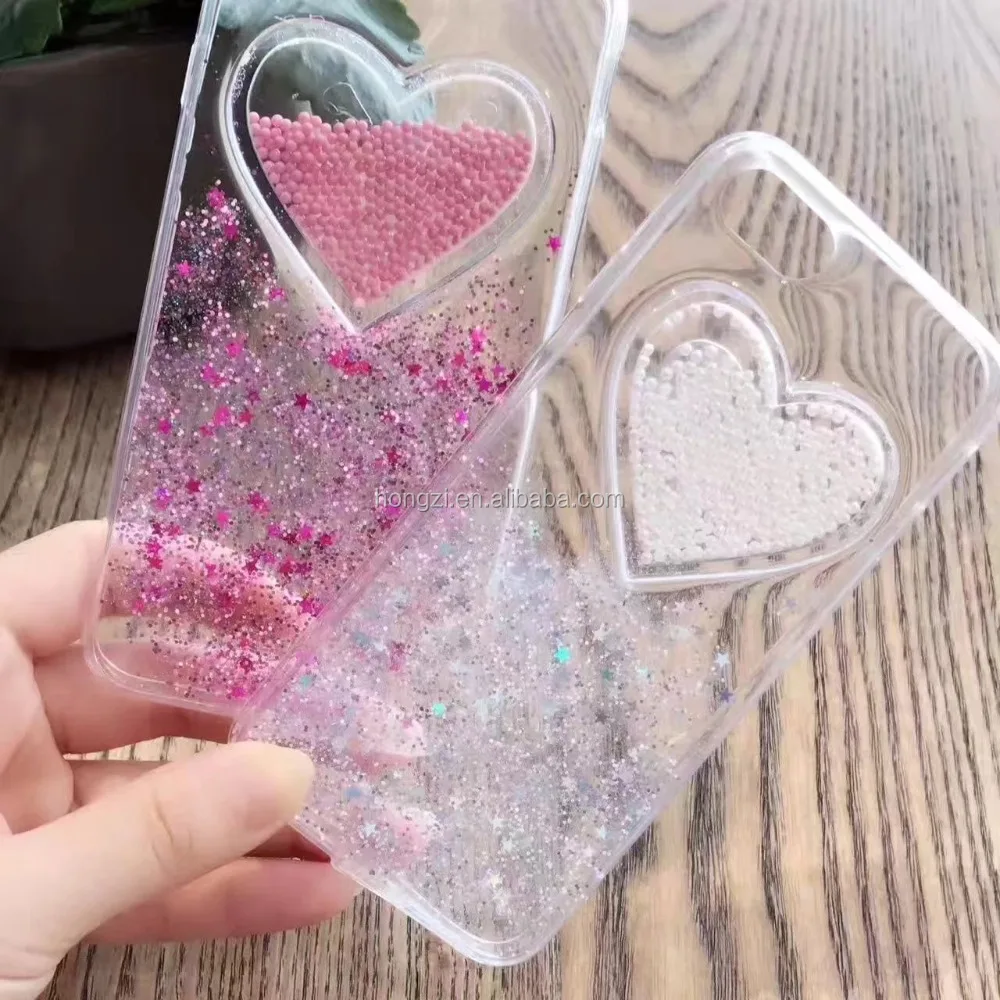 

Transparent Dynamic Glitter Paillette Star Back Cover Case Soft 3D love phone case for Phone cases