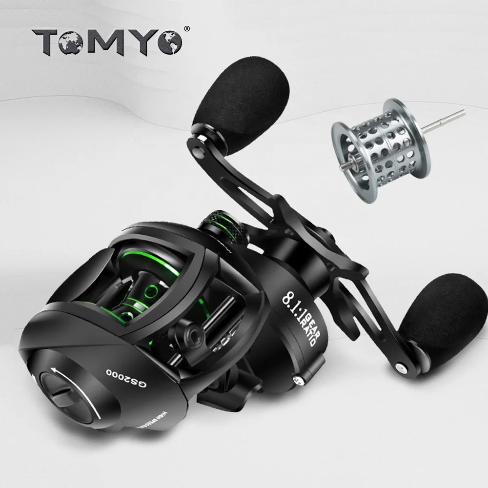 

ToMyo 2Type Spools Hot Sale Gear Ratio 8.1:1 Casting Fishing Bait Reel Baitcasting, Green/red