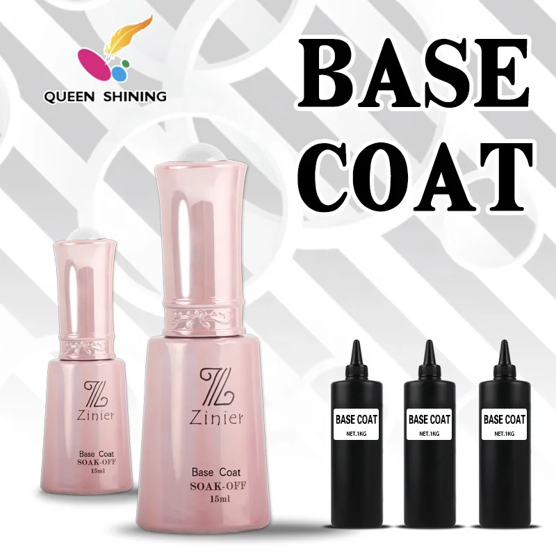 

Queen Shining 15ml 1kg soak off private label clear water Base Coat nail polish uv ping gel oem odm