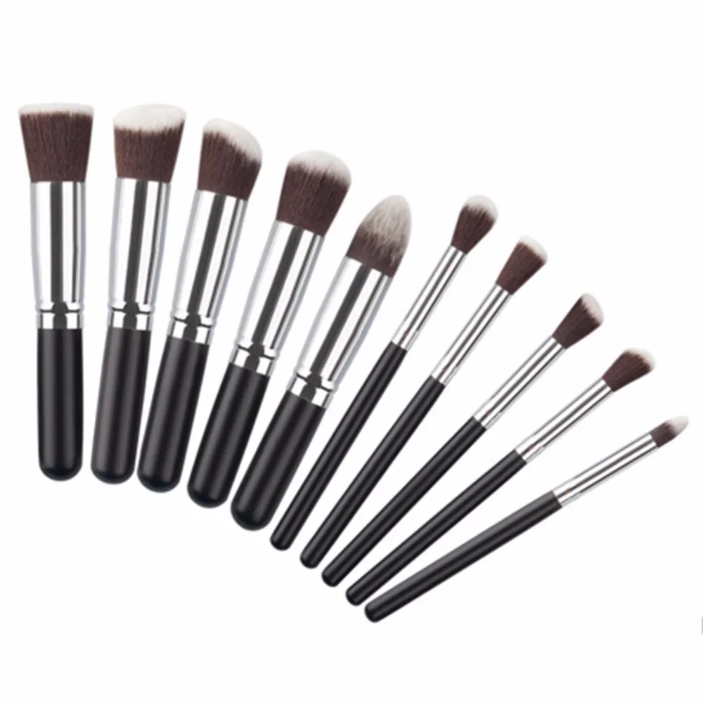 

Yaeshii hot sale black model professional 10pcs kabuki makeup brush set, Optional makeup brush