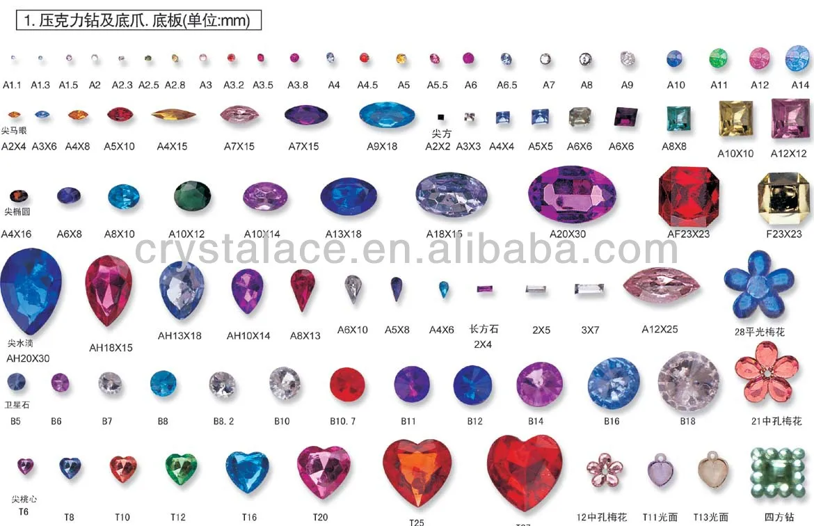 All kinds of acrylic rhinestones, Taiwan sew on acrylic rhinestone for dress