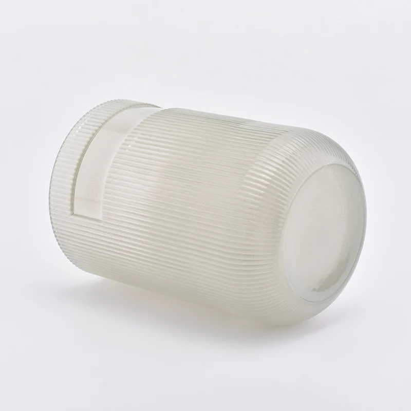 Cylinder customized striped candle vessel glass candle holder home decoration