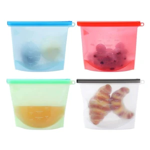 Image of Reusable Silicone Fruits Vegetables Meat Food Storage Bag set of 4
