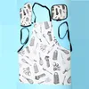Bamboo fiber printing heat resistant apron and oven glove set