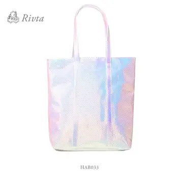 Private Label Fashion Women Shiny Holographic Iridescent Handbag Private Label Fashion Women Shiny Holographic Iridescent Handbag Beach Bag