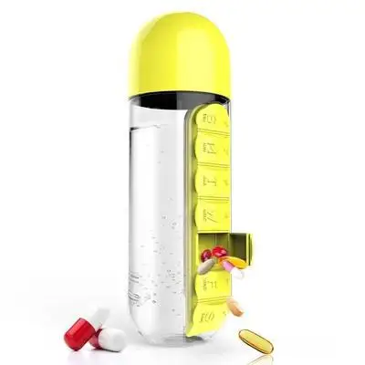 

Plastic Shaker Water Bottle With 7 Day Pill Box Pill Box Pill Water Bottle Organizer, Five colors avaliable